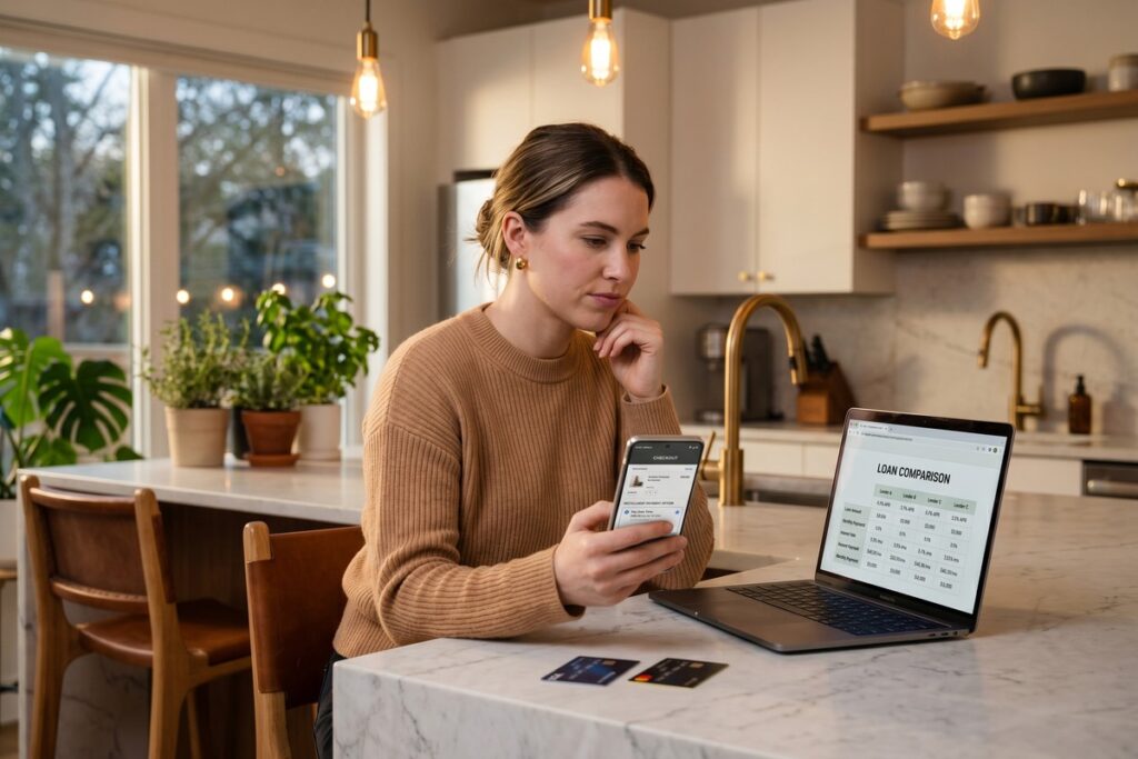Side-by-side comparison of buy now pay later and online personal loan costs over time
