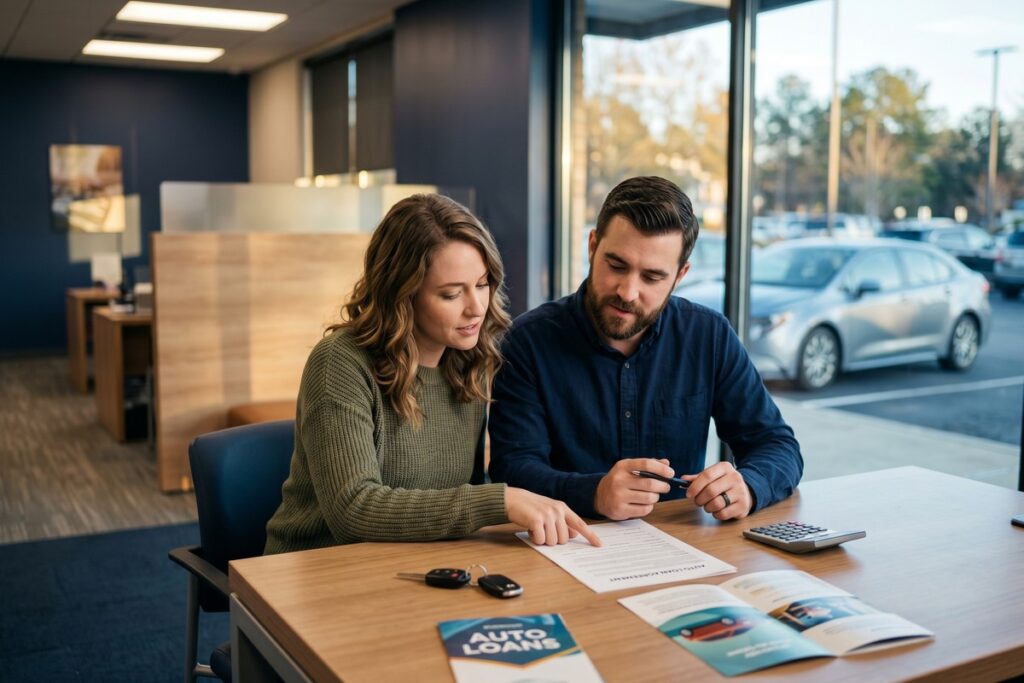 Side-by-side comparison of dealer financing vs credit union auto loan options