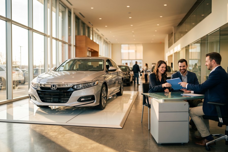 Person comparing pre-approved loan documents against a dealership finance contract at a desk
