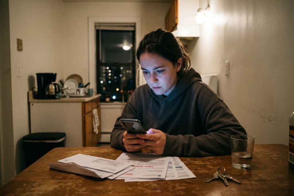 Renter applying for emergency online loans on a laptop with zero savings