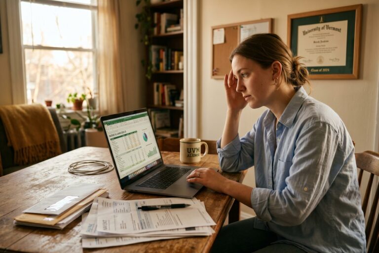 Graduate reviewing how much student loan debt is too much using a salary-based framework