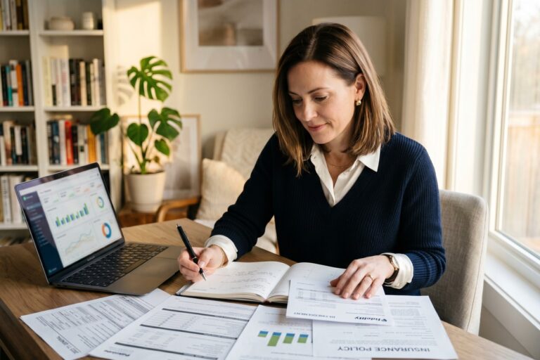 Person reviewing personal finance changes in 2026 with documents and a calculator on a desk