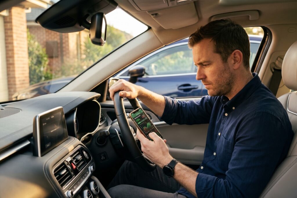 Person reviewing auto loan refinancing options on a laptop after interest rates drop
